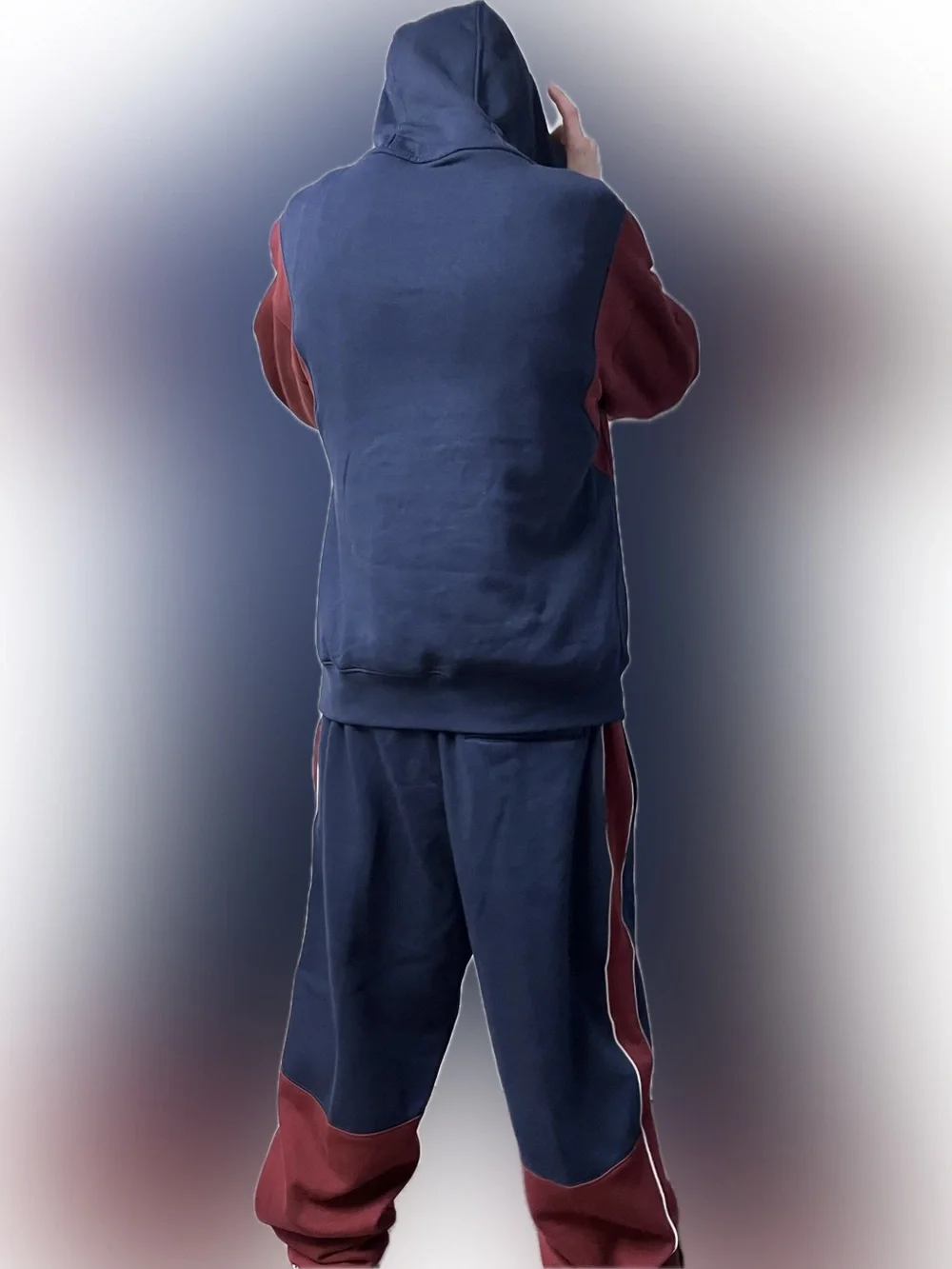 Nike Navy Maroon Two-Tone Hoodie and Joggers sweatsuit sweatpants hoodie set NWT